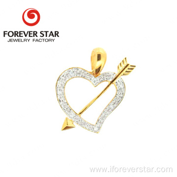 Cupid's Arrow 14K Gold diamond Heart Pendant Necklaces